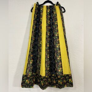 Vintage 80s/90s Chessa Davis Patchwork Maxi Skirt Floral Lace Boho Dots